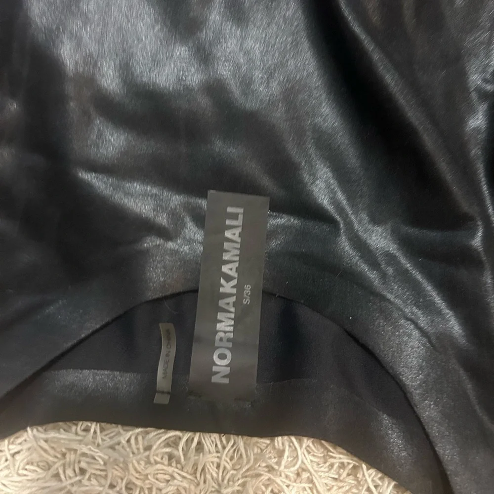 Norma Kamali Black Foil Dress BODYCON LEATHER EFFECT - Picture 6 of 8